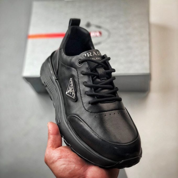 Prada thick-soled logo lace-up sporty casual men's shoes