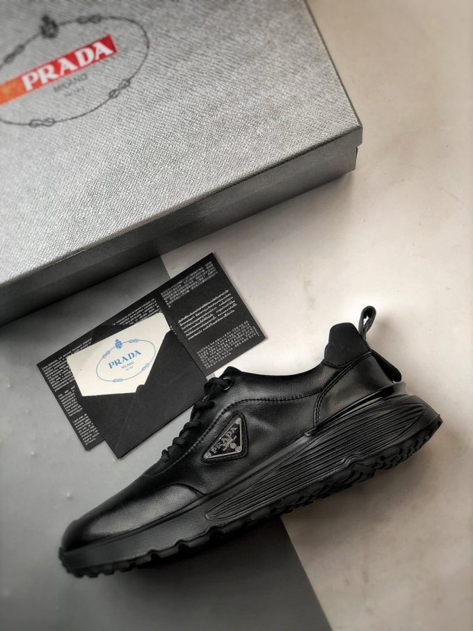 Prada thick-soled logo lace-up sporty casual men's shoes