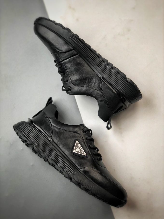 Prada thick-soled logo lace-up sporty casual men's shoes