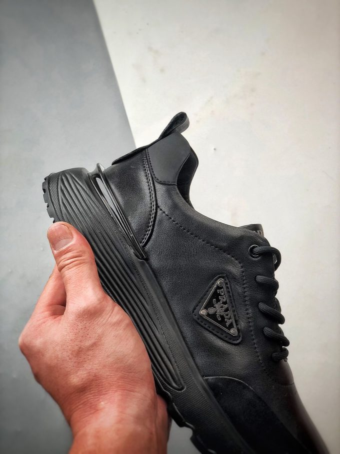 Prada thick-soled logo lace-up sporty casual men's shoes