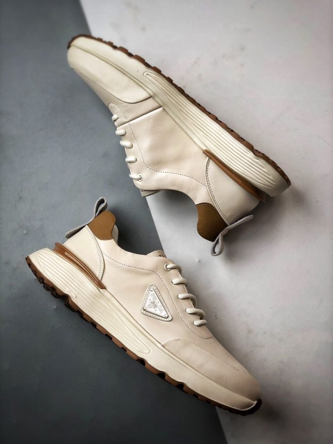 Prada thick-soled logo lace-up sporty casual men's shoes