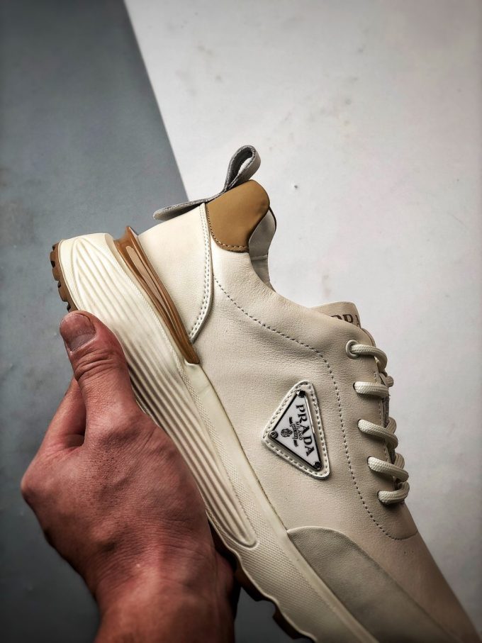 Prada thick-soled logo lace-up sporty casual men's shoes