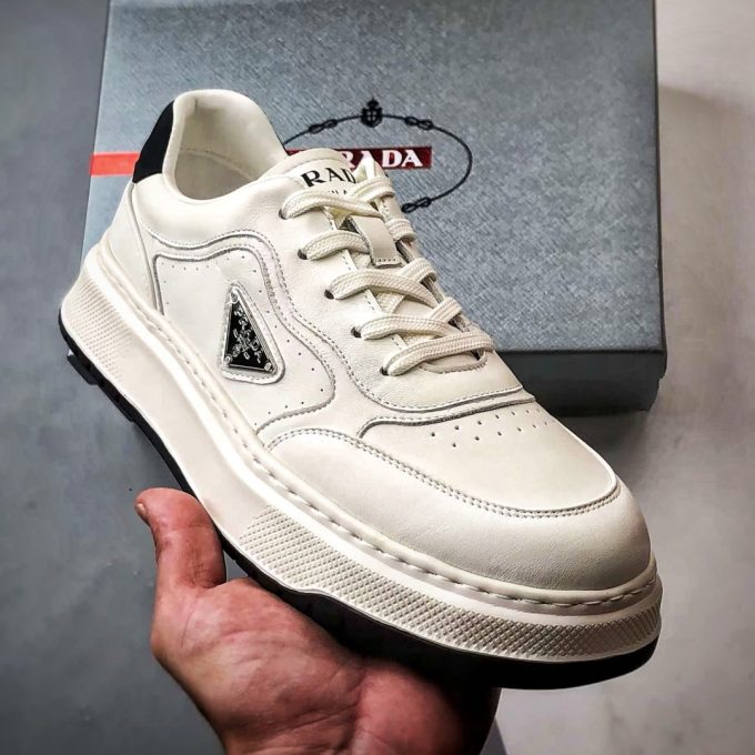 Prada thick-soled logo lace-up sporty casual men's shoes
