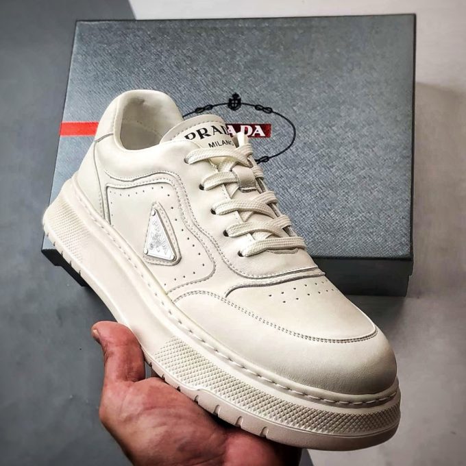 Prada thick-soled logo lace-up sporty casual men's shoes