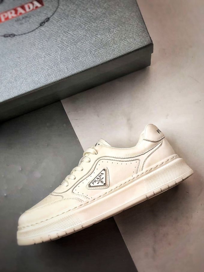 Prada thick-soled logo lace-up sporty casual men's shoes