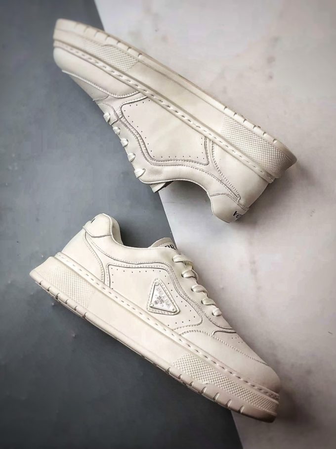 Prada thick-soled logo lace-up sporty casual men's shoes