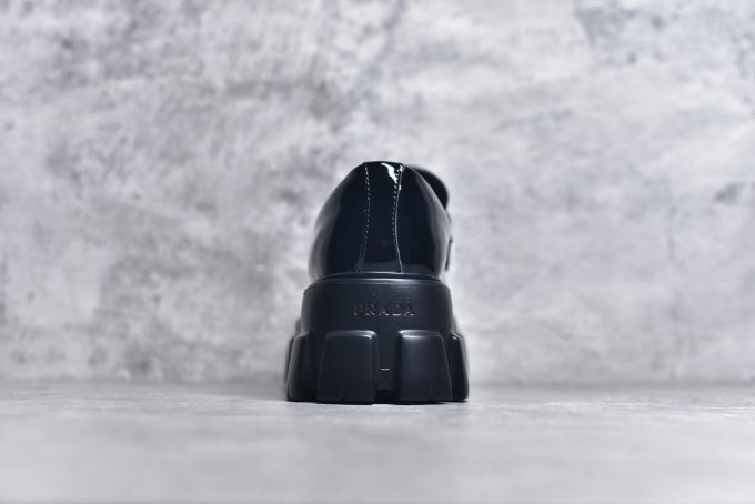 Prada Monolith Simple and casual glossy flat Loafers for women